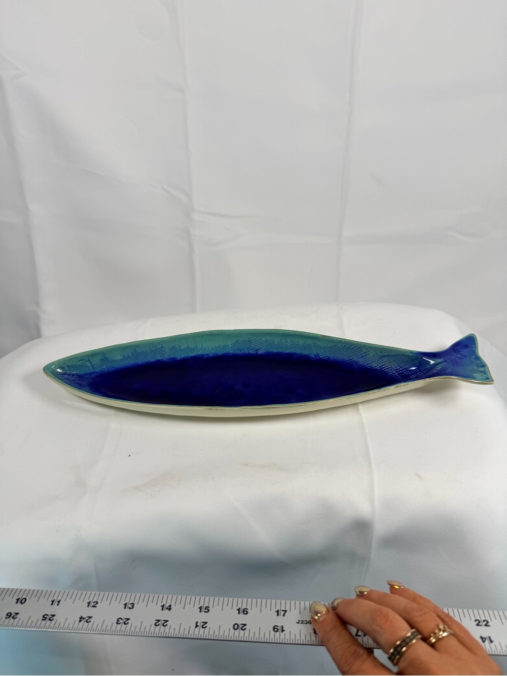 CRATE & BARREL Large Ceramic Dish Platter Fish Tropical Large Plate Nautical - Picture 3 of 11